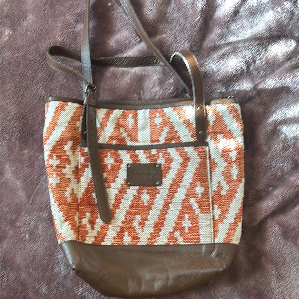 Brown and Orange Patterned Women Bag